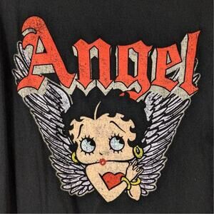 Betty Boop Angel Graphic T Shirt Mens XL Black Tattoo Style Front Back Tee Print